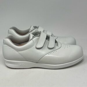 SAS Me Too Shoes Womens 8 M White Leather Comfort Adjustable Straps Hook Loop